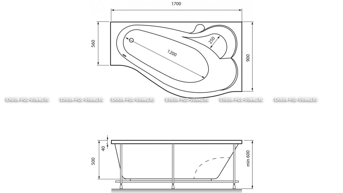 Акриловая ванна Relisan Isabella 170x90x60 – купить по цене 24130 руб. в интернет-магазине в городе Самара картинка 13
