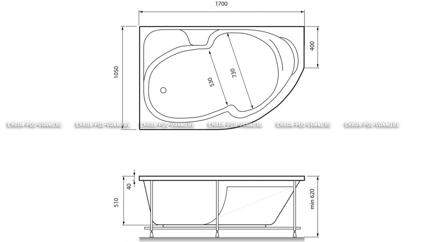 Акриловая ванна Relisan Sofi 170x105 – купить по цене 23480 руб. в интернет-магазине в городе Самара картинка 13