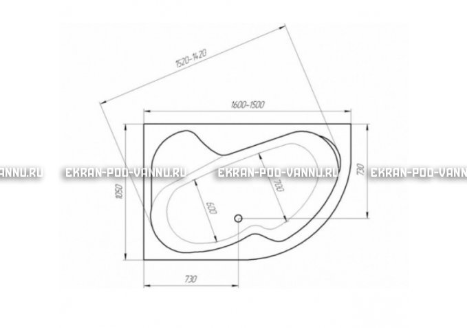 Акриловая ванна 1MarKa Aura 150x105 – купить по цене 16250 руб. в интернет-магазине в городе Самара картинка 3