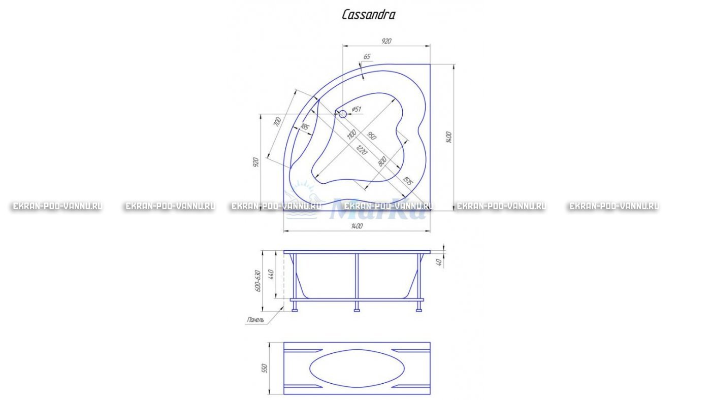 Акриловая ванна 1MarKa Cassandra 140x140 – купить по цене 18620 руб. в интернет-магазине в городе Самара картинка 19
