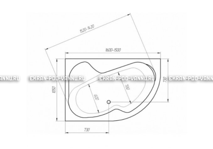 Акриловая ванна 1MarKa Imago 160x105 – купить по цене 16700 руб. в интернет-магазине в городе Самара картинка 3