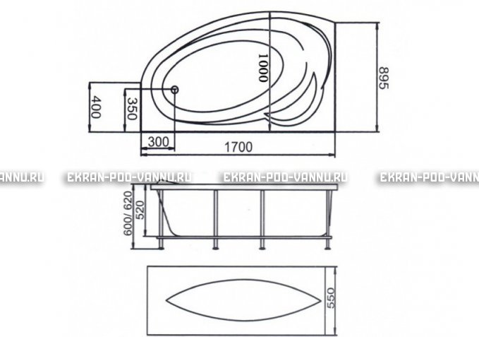 Акриловая ванна 1MarKa Julianna 170x100 – купить по цене 21320 руб. в интернет-магазине в городе Самара картинка 3