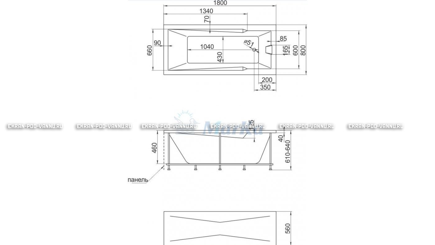 Акриловая ванна 1MarKa Raguza 180x80 – купить по цене 17854 руб. в интернет-магазине в городе Самара картинка 13