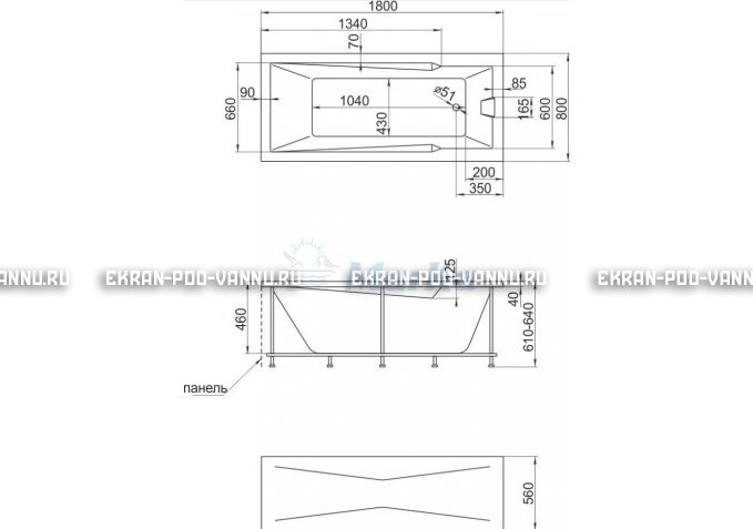 Акриловая ванна 1MarKa Raguza 180x80 – купить по цене 17854 руб. в интернет-магазине в городе Самара картинка 4