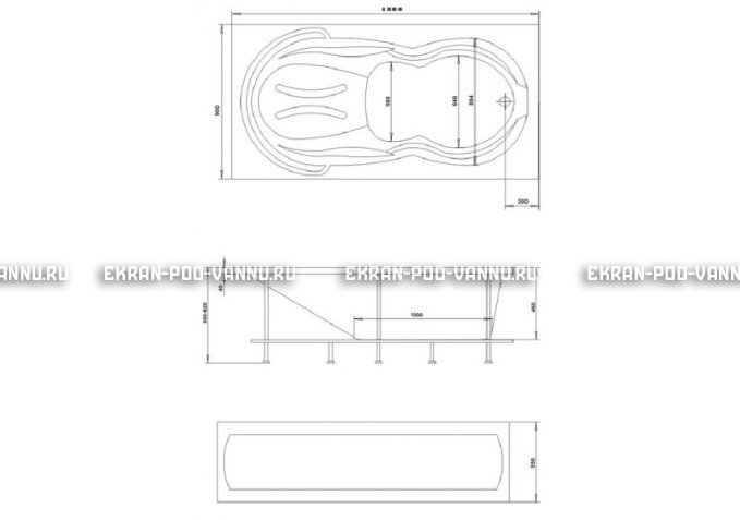 Акриловая ванна 1MarKa Taormina 180x90 – купить по цене 17670 руб. в интернет-магазине в городе Самара картинка 3