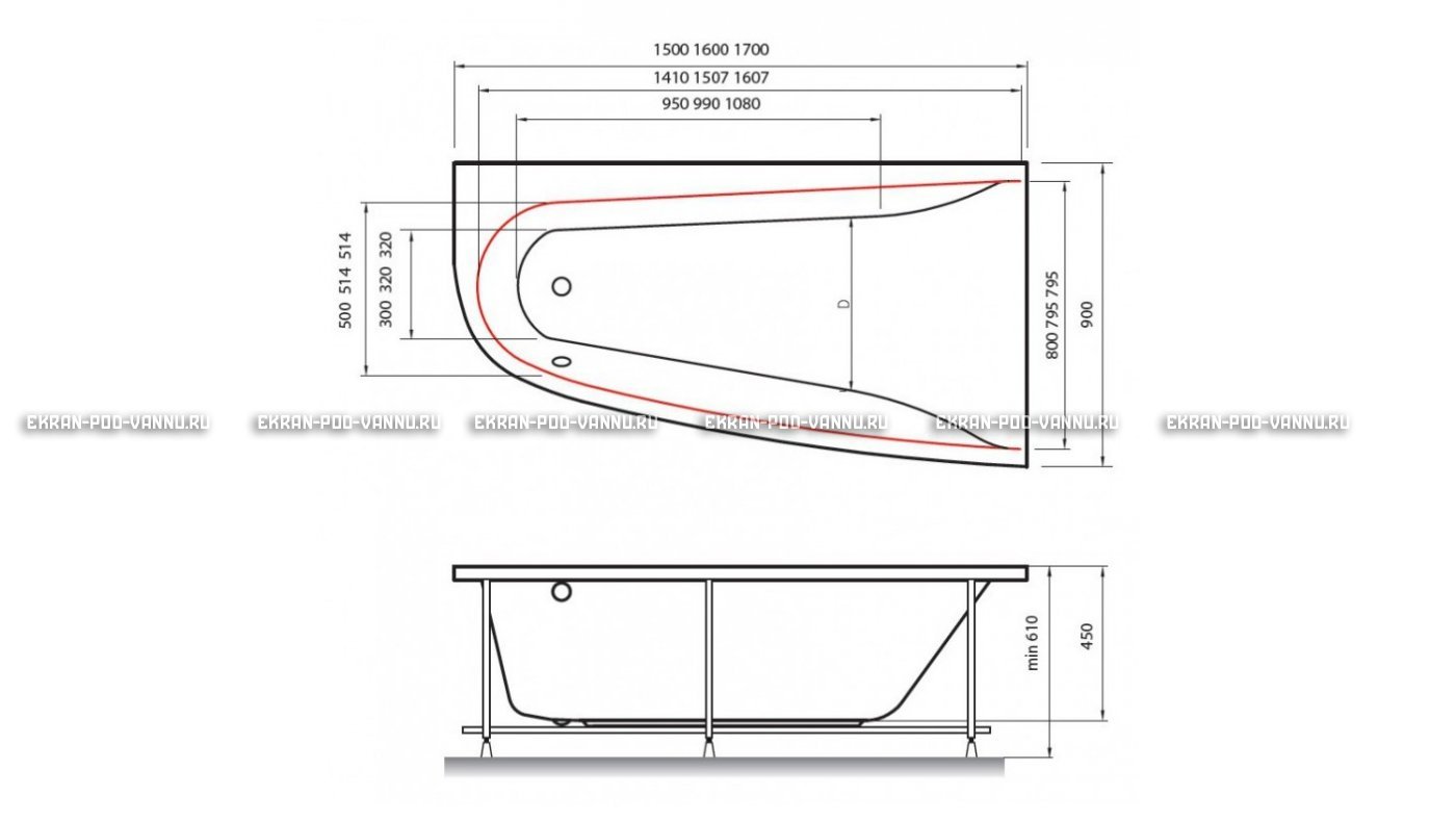 Акриловая ванна Vayer Boomerang 160x90 – купить по цене 52780 руб. в интернет-магазине в городе Самара картинка 10