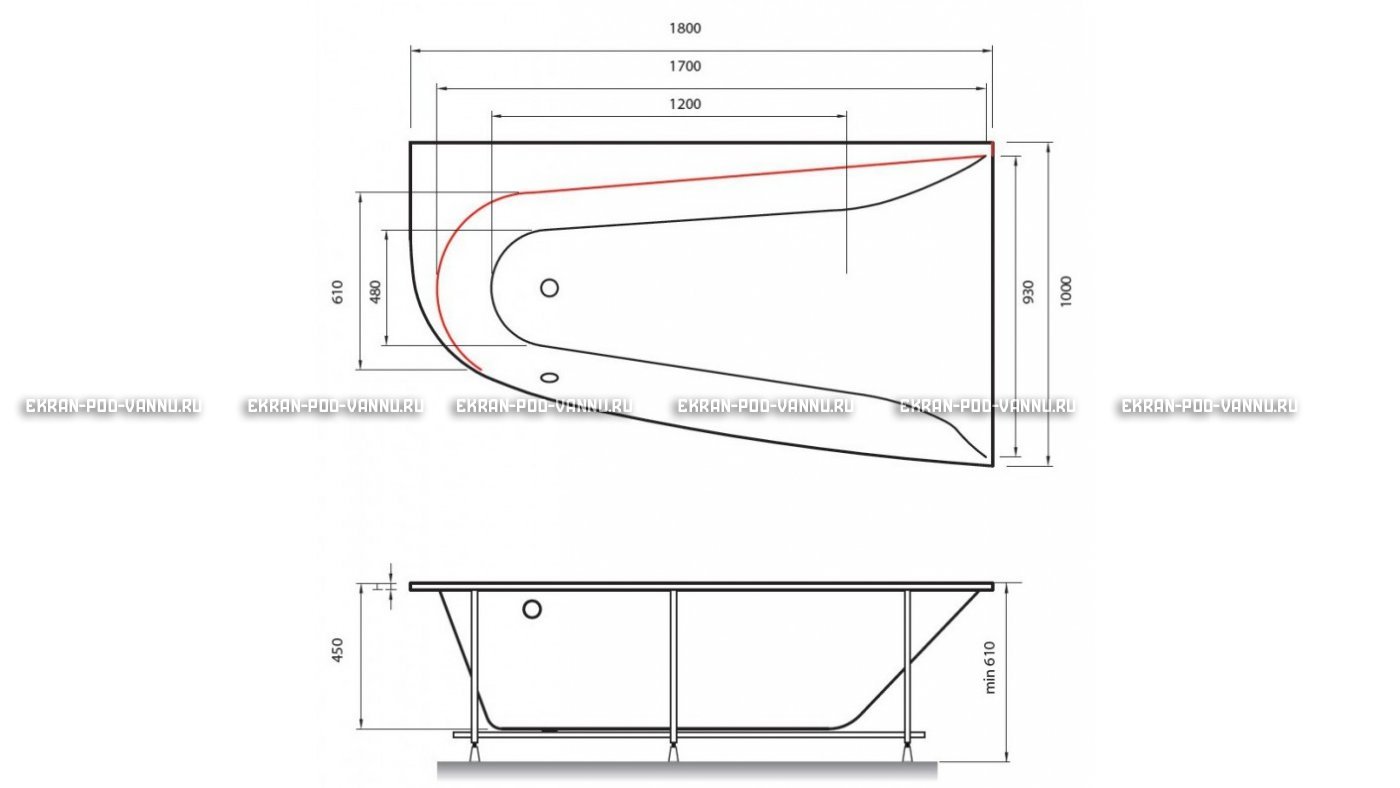 Акриловая ванна Vayer Boomerang 180x100 – купить по цене 53030 руб. в интернет-магазине в городе Самара картинка 13