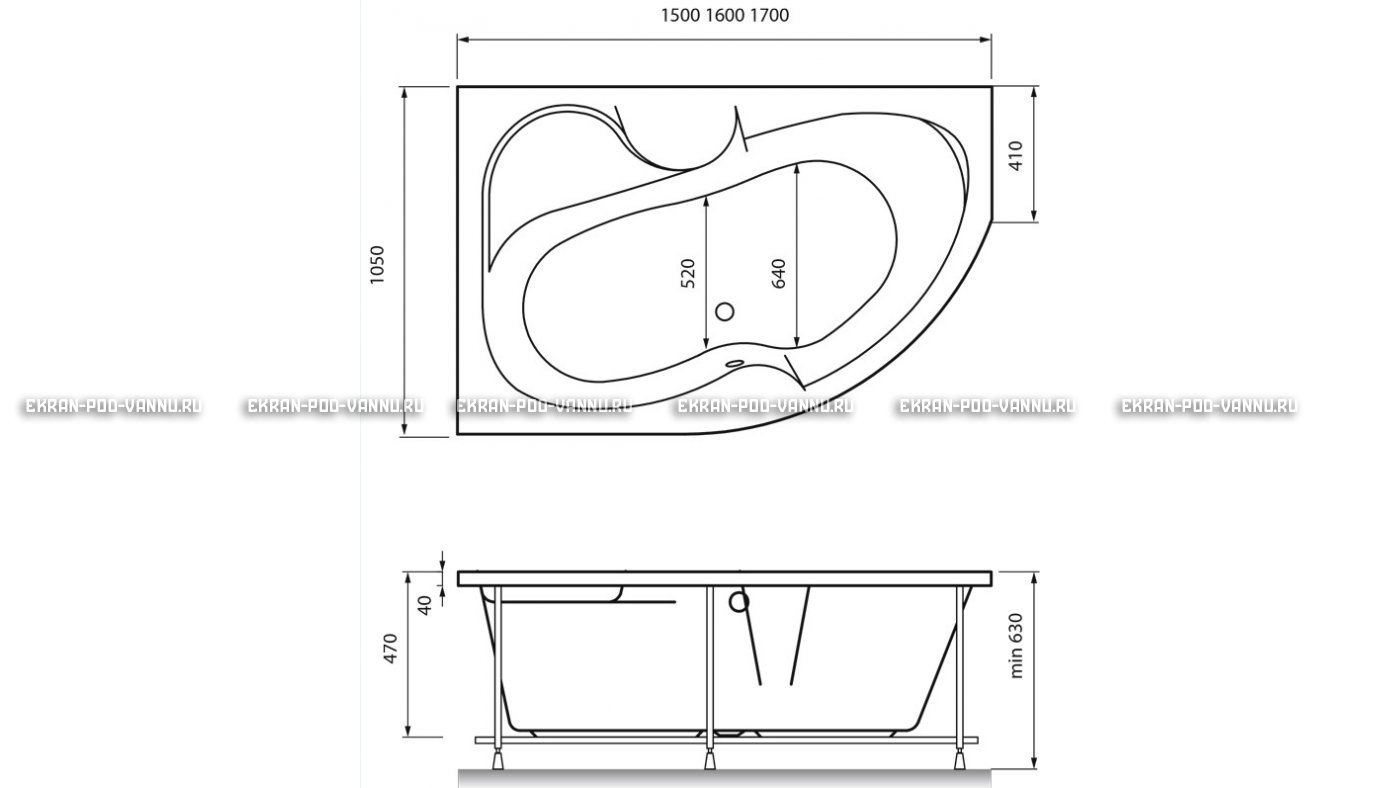 Акриловая ванна Vayer Azalia 170x105 – купить по цене 28800 руб. в интернет-магазине в городе Самара картинка 16