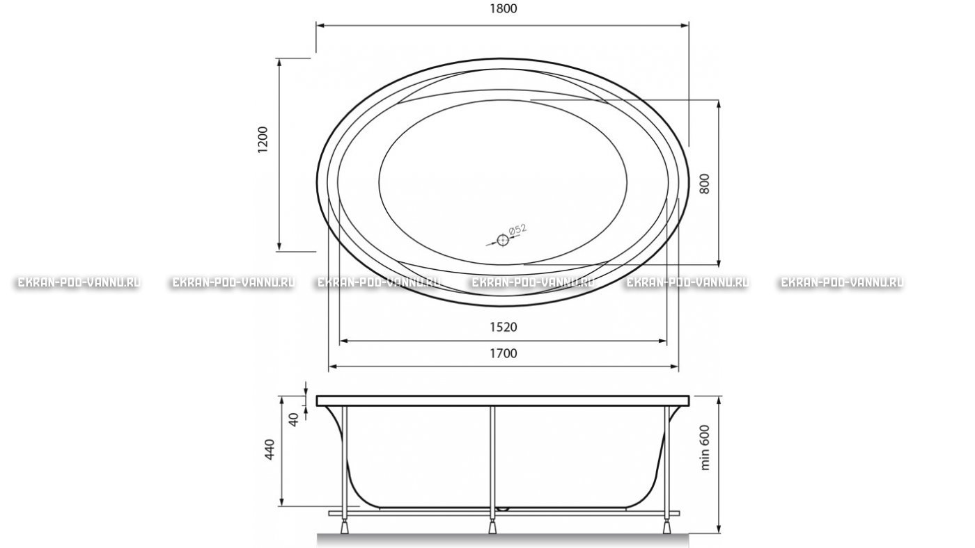 Акриловая ванна Vayer Opal 180x120 – купить по цене 33850 руб. в интернет-магазине в городе Самара картинка 13