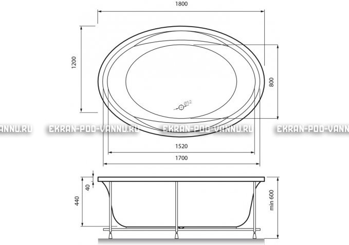 Акриловая ванна Vayer Opal 180x120 – купить по цене 33850 руб. в интернет-магазине в городе Самара картинка 4