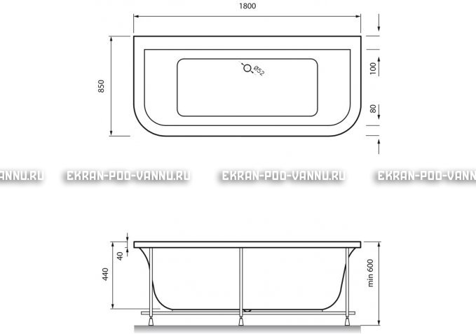 Акриловая ванна Vayer Options BTW 180x85 – купить по цене 25880 руб. в интернет-магазине в городе Самара картинка 4